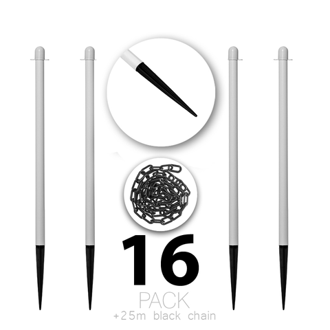 (16 Paket) Flexibarrier Stupić s lancem s klinovima za tlo + 25 m lanca – 107 cm