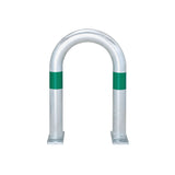 EV Charging Point Protection Guard – Galvanised Steel - Surface Fix, H500 x W360 mm, Green reflective rings