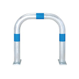 EV Charging Point Protection Guard – Galvanised Steel - Surface Fix, H500 x W500 mm, Blue reflective rings