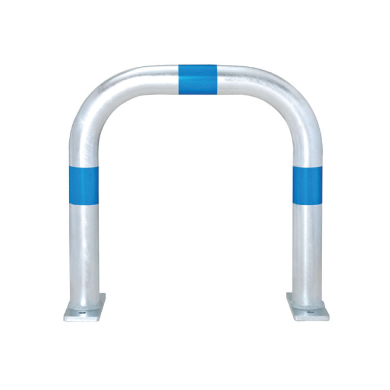 EV Charging Point Protection Guard – Galvanised Steel - Surface Fix, H500 x W500 mm, Blue reflective rings