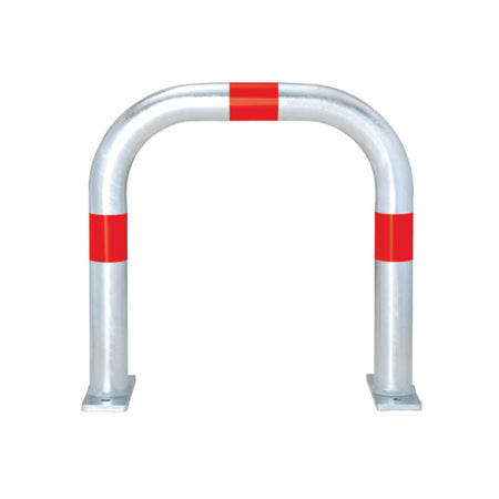 EV Charging Point Protection Guard – Galvanised Steel - Surface Fix, H500 x W500 mm, Red reflective rings
