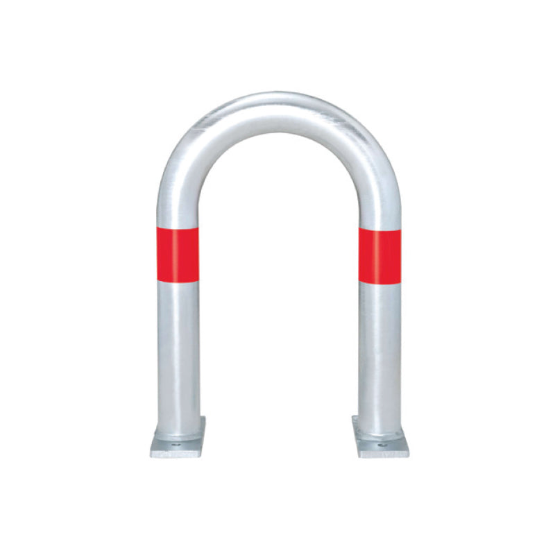 EV Charging Point Protection Guard – Galvanised Steel - Surface Fix, H500 x W360 mm, Red reflective rings