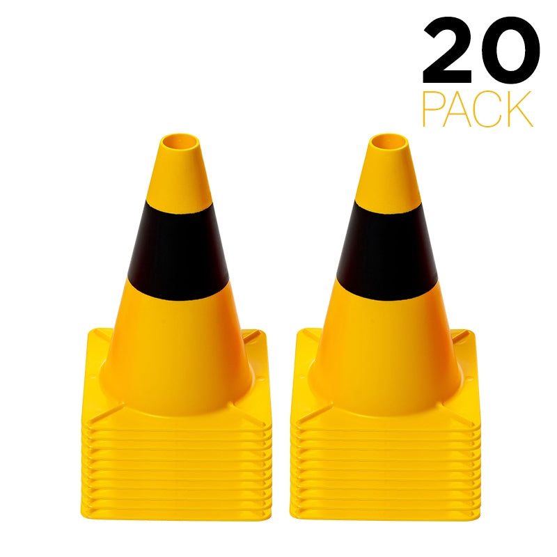 Flexibarrier Prometni stožac 30cm - Set - 20 kom. (Crno/Žuto)