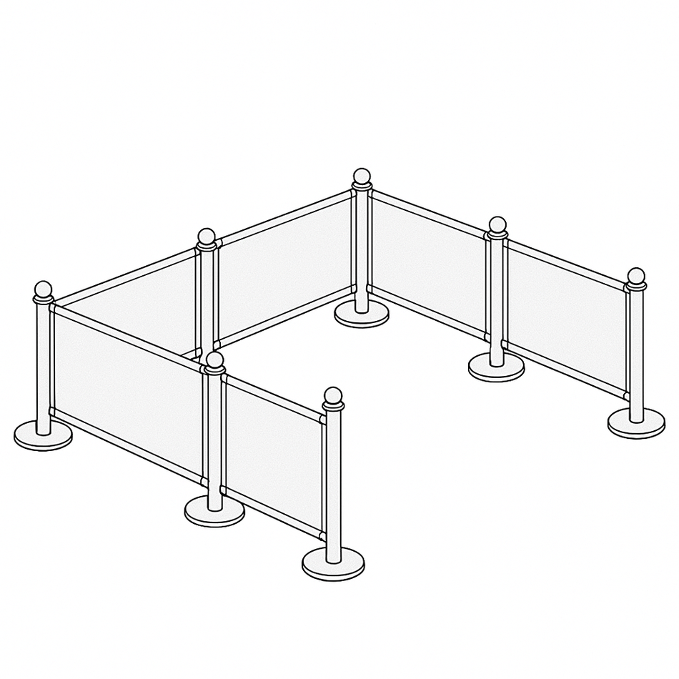 Flexibarrier Café Paket barijera – konfiguracija od 9 Meter s bannerima s prilagođenim tiskom