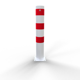 XXL Safety Steel Bollards - Solid Ø 152 mm White with red reflecting stripes Fixed by plugs 40153B