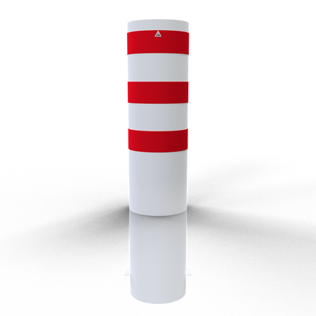 XXL Safety Steel Bollards - Solid Ø 323 mm White with red reflecting stripes Root-fixed 40321B