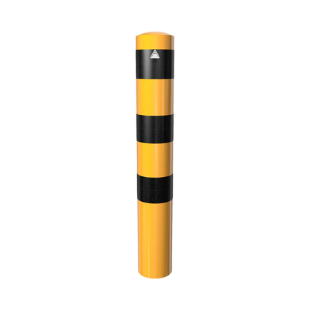 XXL Safety Steel Bollards Solid Ø 152 mm Yellow with black reflective stripes Root-fixed 40151BG