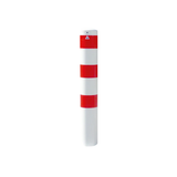 XXL Safety Steel Bollards Solid Ø 193 mm White with red reflecting stripes Root-fixed 40191B