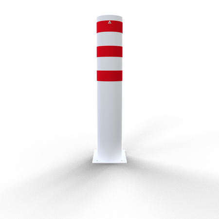 XXL Safety Steel Bollards Solid Ø 273 mm White with red reflecting stripes Fixed by plugs 40273B