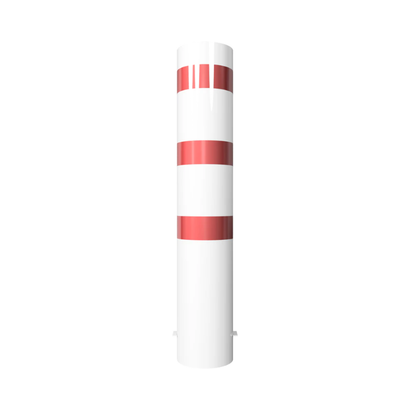 XXL Safety Steel Bollards Solid Ø 273 mm White with red reflecting stripes Root-fixed 40271B