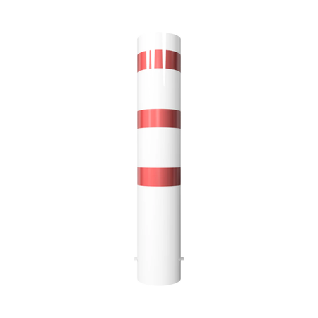 XXL Safety Steel Bollards Solid Ø 273 mm White with red reflecting stripes Root-fixed 40271B