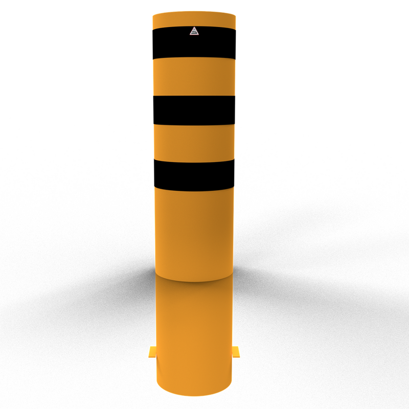 XXL Safety Steel Bollards Solid Ø 323 mm Yellow with black reflective stripes Root-fixed 40321BG