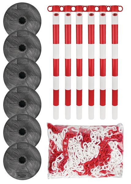 Stupić s lancem Set - Light -, 6 plastičnih stupića uključujući 25m lanca