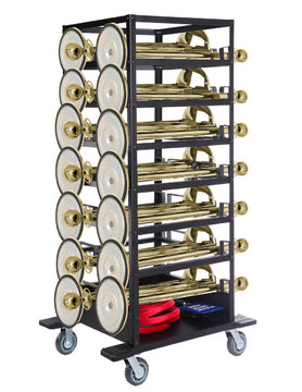 Paket barijera - Expo - 18 stupića (zlatna), užad i transportna kolica