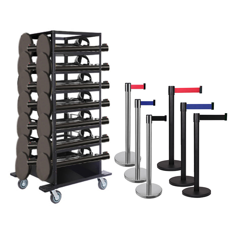 Flexibarrier Súprava pásovej bariéry - Basic 300 - s vozíkom (18 ks)