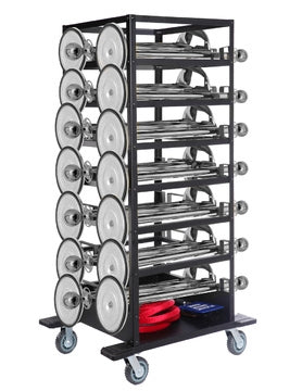 Paket barijera - Expo - 18 stupića (srebrna), užad i transportna kolica